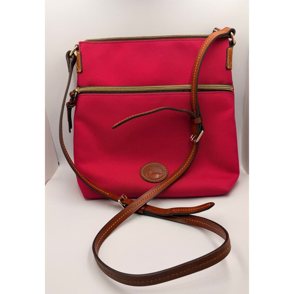 Dooney & Bourke Red Nylon Crossbody Bag with Leather Trim